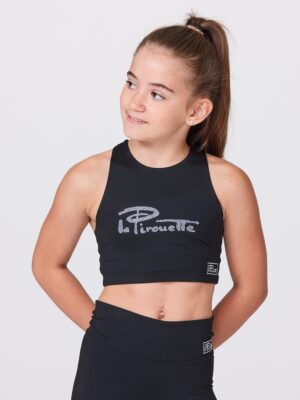 PT 2103 L Front Children la Pirouette crop top in colour black, front