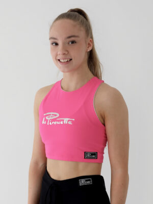 la Pirouette crop top in colour Hot Pink, front